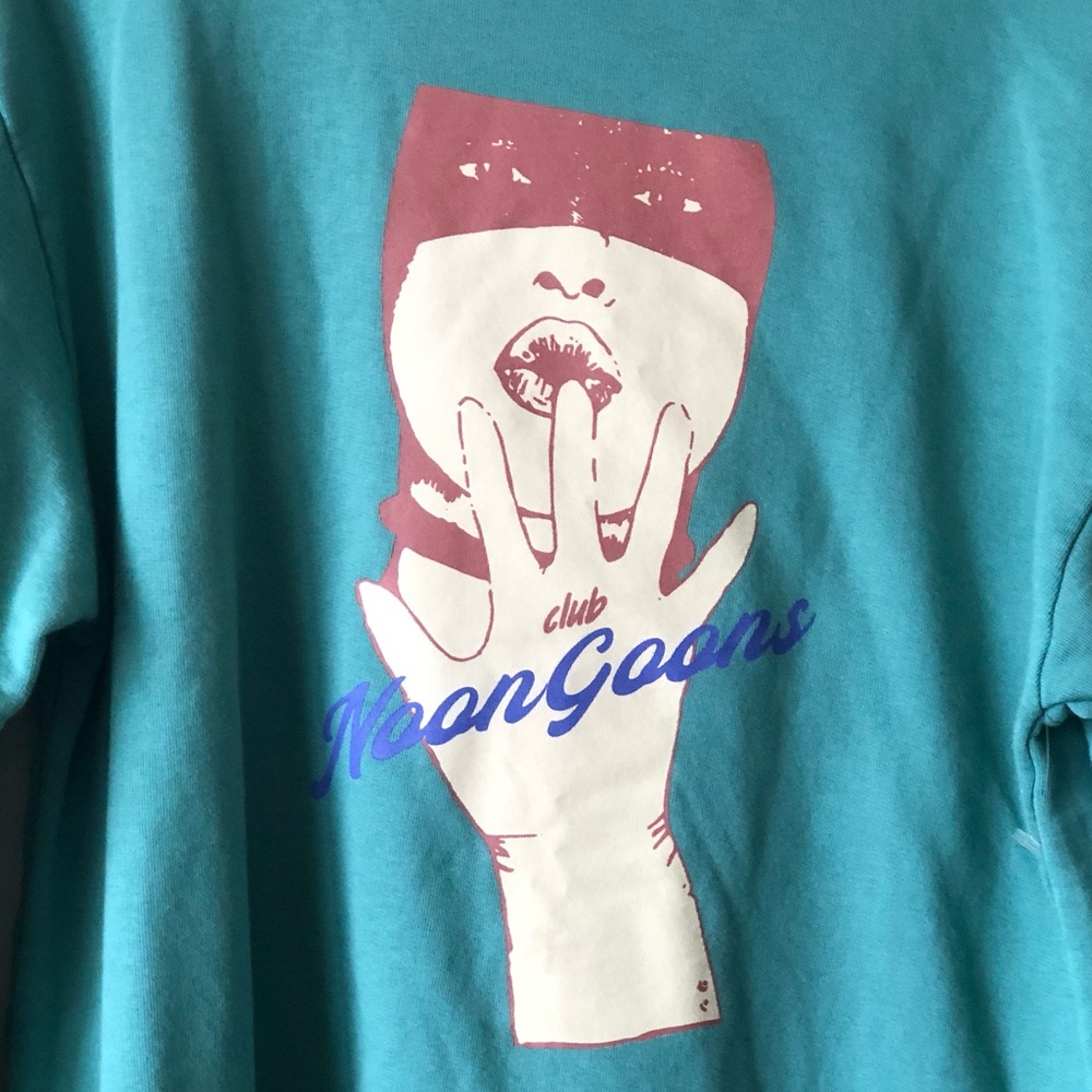 Noon Goons teal Graphic fleece sweater SZ Small